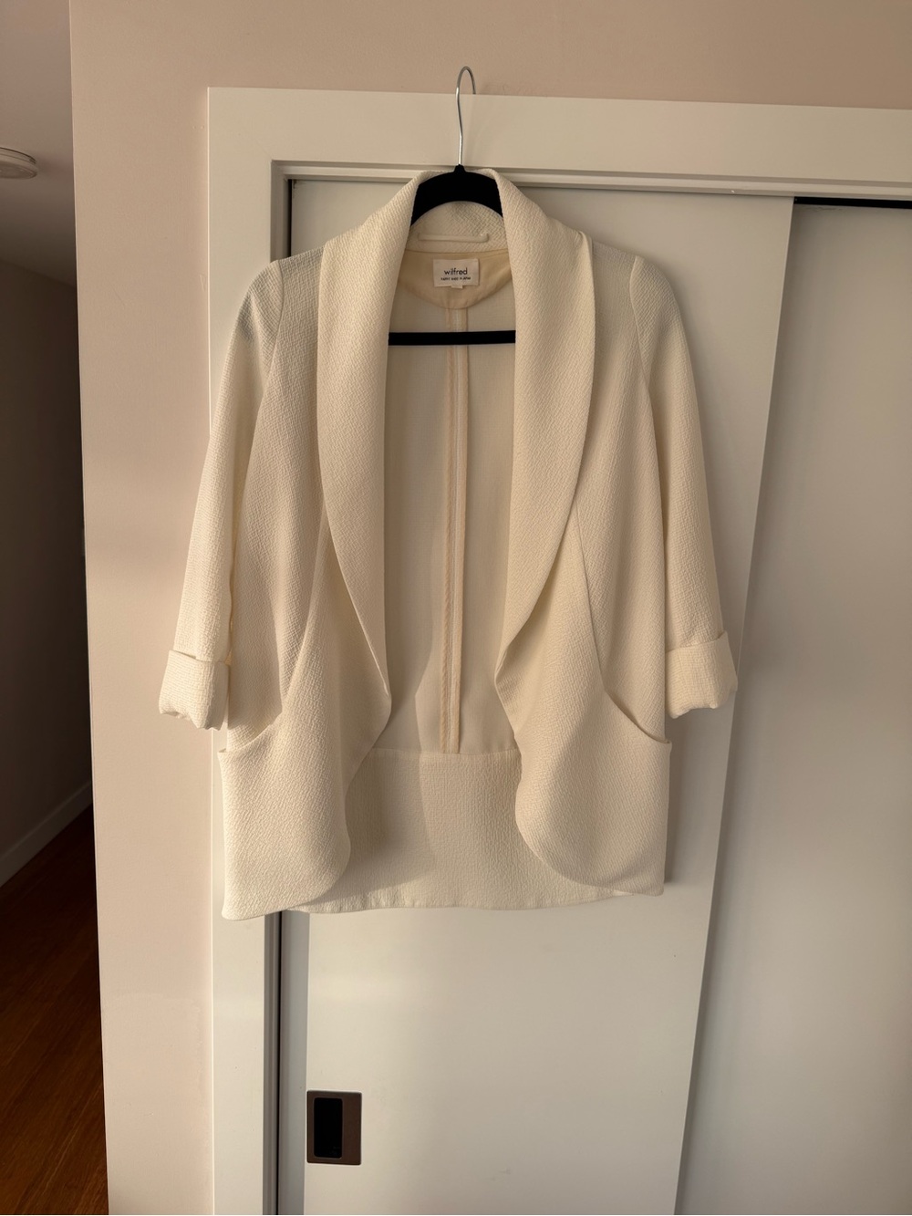 Wilfred Cream Draped Open-Front Blazer